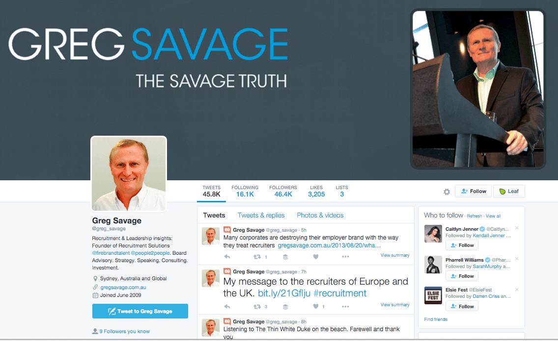 Greg Savage Twitter