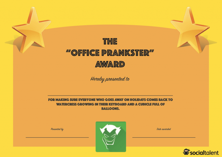 20 Hilarious Office Awards to Embarrass Your Colleagues | SocialTalent